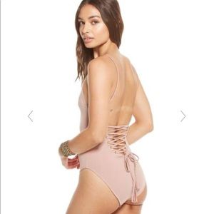Chaser One-Piece Lace Up Open Back - Nude